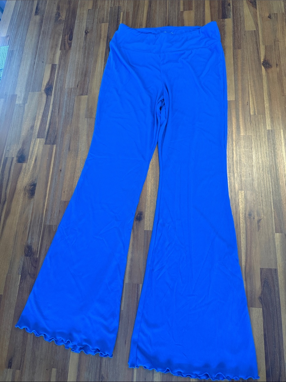 Blue Ribbed Flare Leggings. No Boundaries